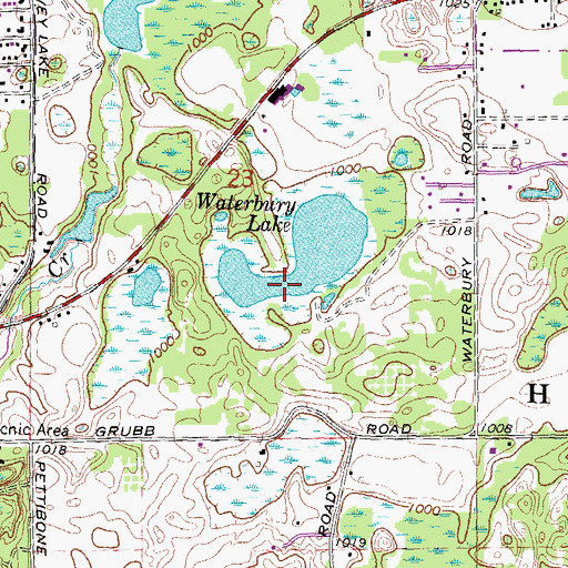 Topographic Map of Waterbury Lake, MI