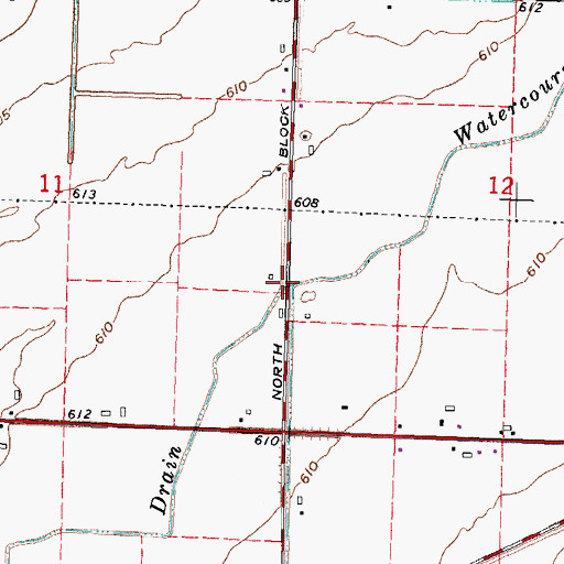 Topographic Map of Watercourse Drain, MI