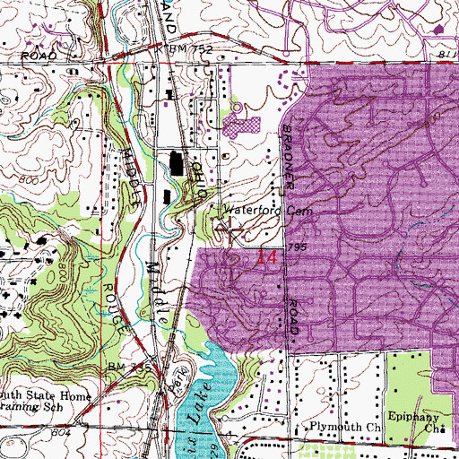 Topographic Map of Waterford Cemetery, MI