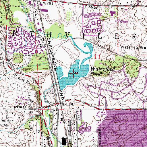 Topographic Map of Waterford Pond, MI