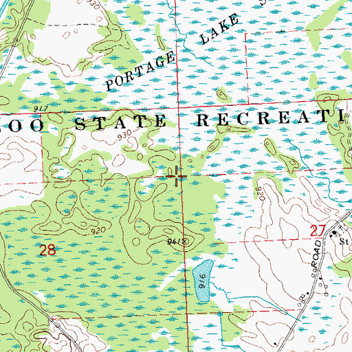 Topographic Map of Waterloo State Recreation Area, MI