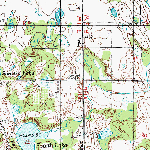 Topographic Map of Waters School, MI