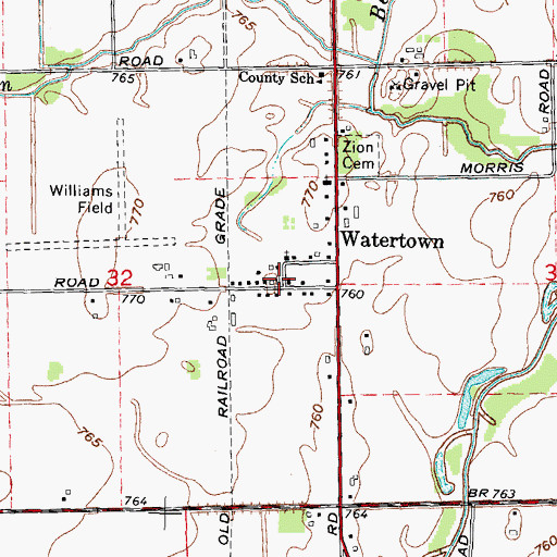 Topographic Map of Watertown, MI