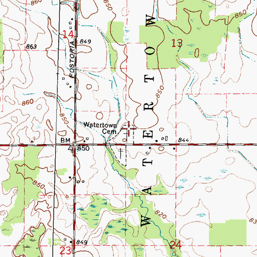 Topographic Map of Watertown Cemetery, MI