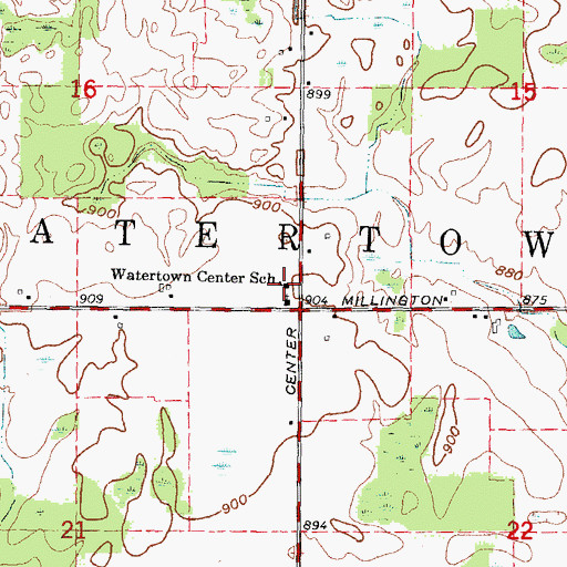 Topographic Map of Watertown Center School, MI