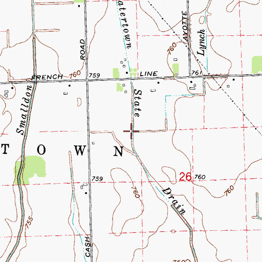 Topographic Map of Watertown State Drain, MI