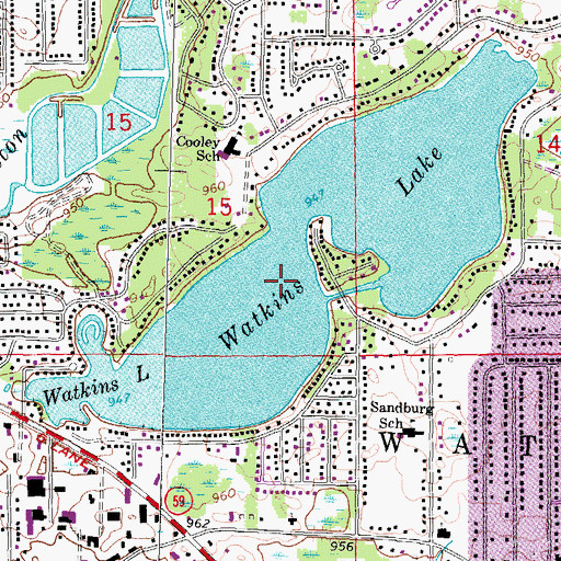 Topographic Map of Watkins Lake, MI