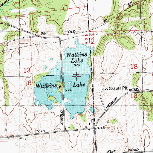 Topographic Map of Watkins Lake, MI