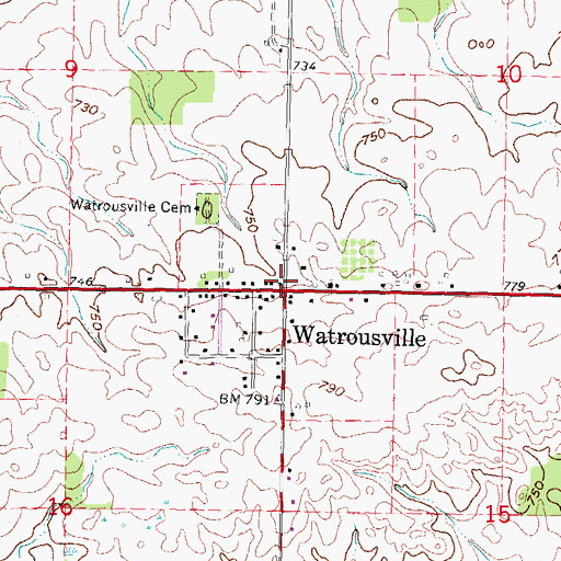 Topographic Map of Watrousville, MI