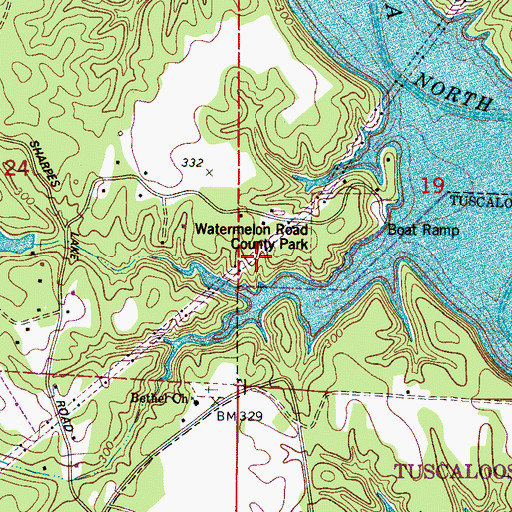 Topographic Map of Tuscaloosa County, AL
