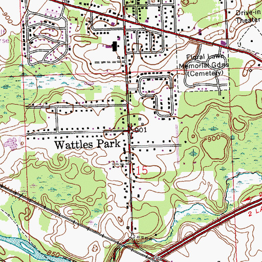 Topographic Map of Wattles Park, MI