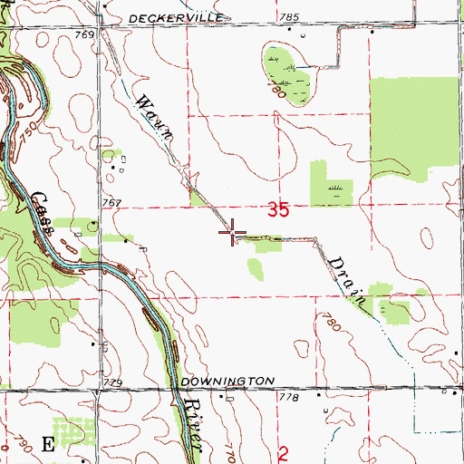 Topographic Map of Waun Drain, MI