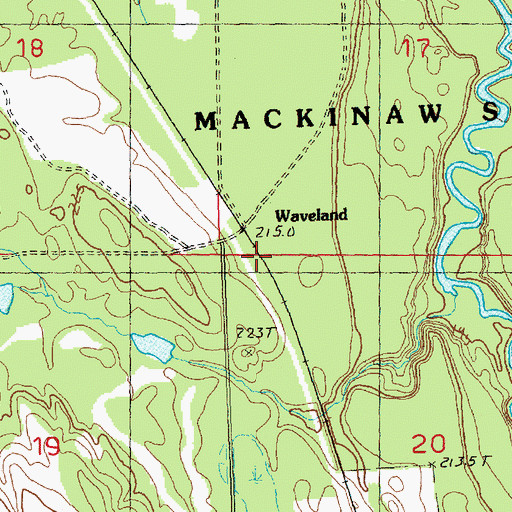 Topographic Map of Waveland, MI