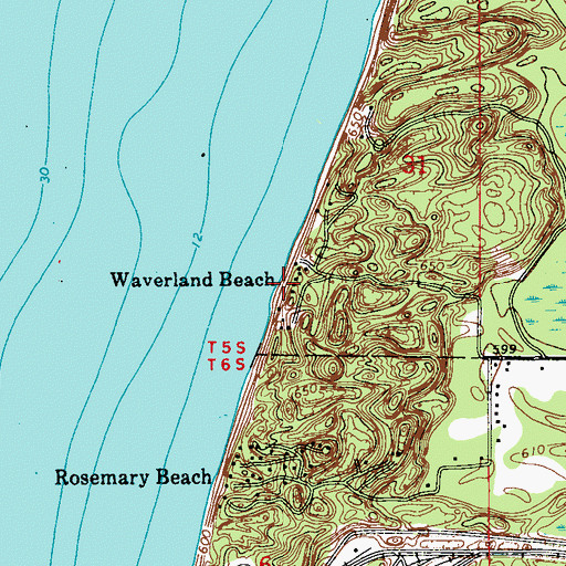 Topographic Map of Waverland Beach, MI