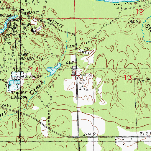 Topographic Map of Waverly Cemetery, MI