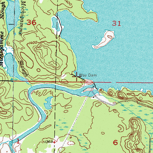 Topographic Map of Way Dam, MI