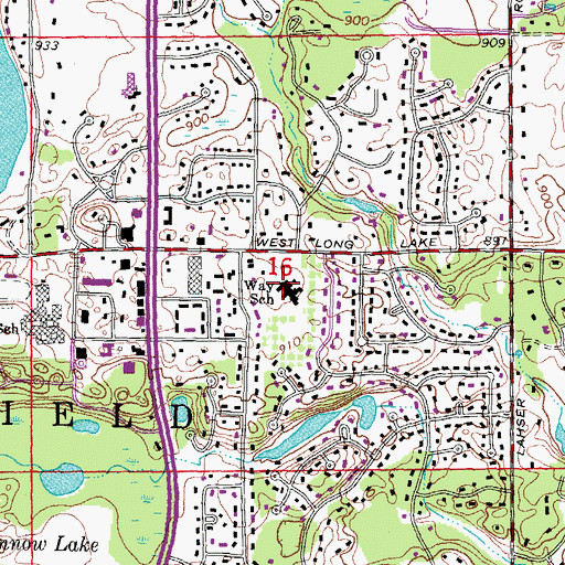 Topographic Map of Way School, MI