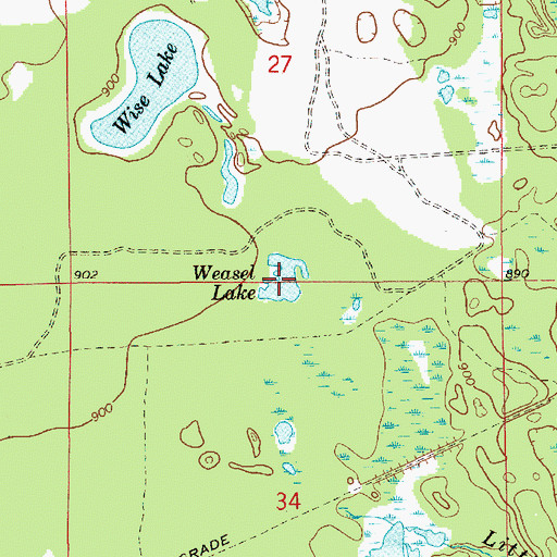 Topographic Map of Weasel Lake, MI