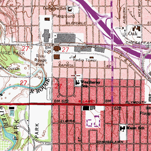 Topographic Map of Weatherby School, MI