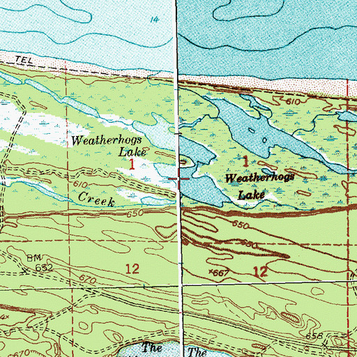 Topographic Map of Weatherhogs Lake, MI