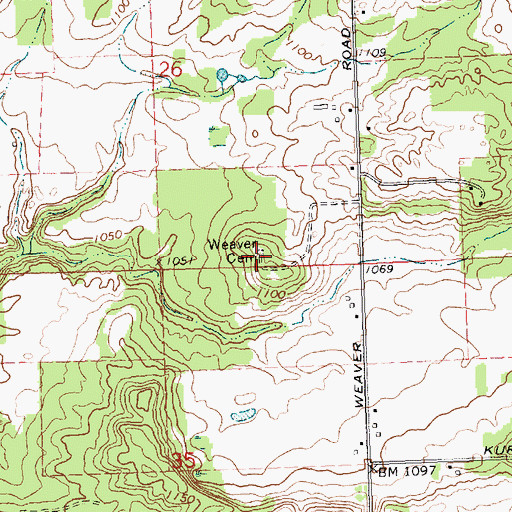 Topographic Map of Weaver Cemetery, MI