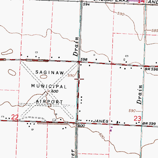Topographic Map of Weaver Drain, MI