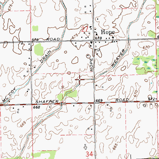 Topographic Map of Weaver Drain, MI