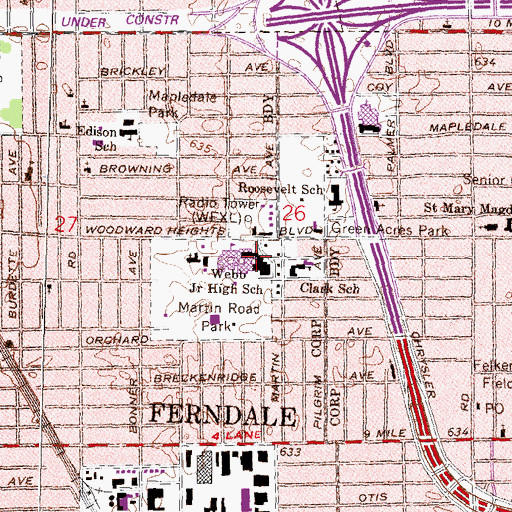 Topographic Map of Webb Junior High School, MI