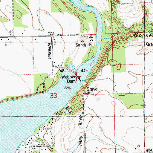 Topographic Map of Weber Dam, MI