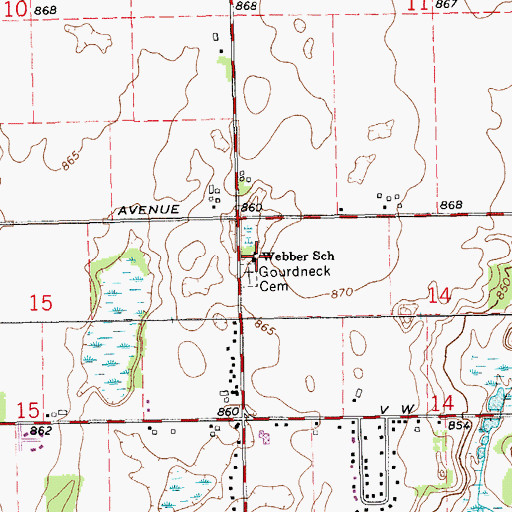 Topographic Map of Webber School, MI