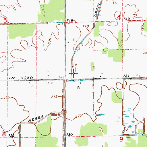 Topographic Map of Weber Drain, MI