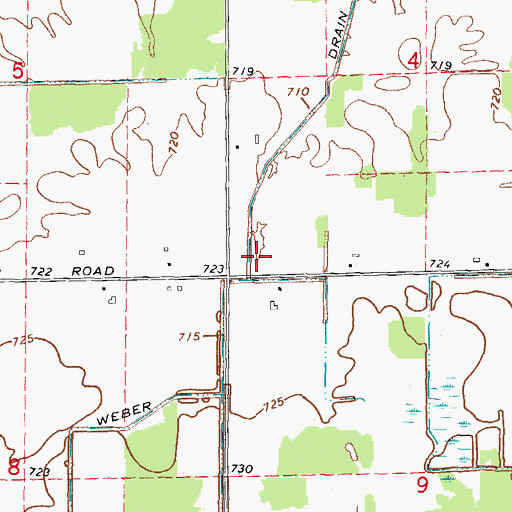Topographic Map of Weber Drain, MI