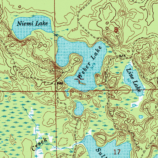 Topographic Map of Weber Lake, MI