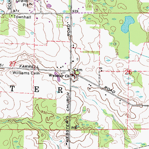 Topographic Map of Webster Church, MI