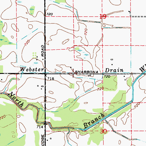 Topographic Map of Webster Drain, MI