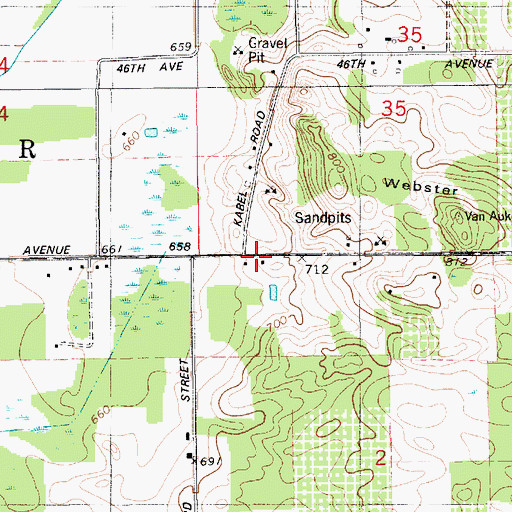 Topographic Map of Webster Hills, MI