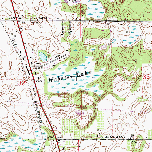 Topographic Map of Webster Lake, MI