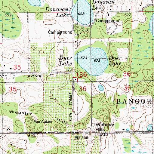 Topographic Map of Webster School, MI