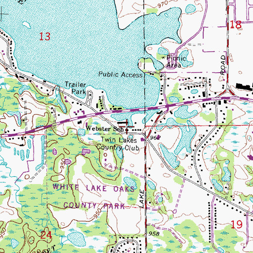 Topographic Map of Webster School, MI