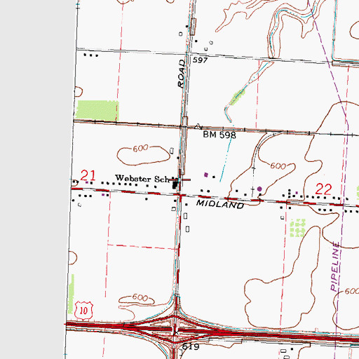 Topographic Map of Webster School, MI