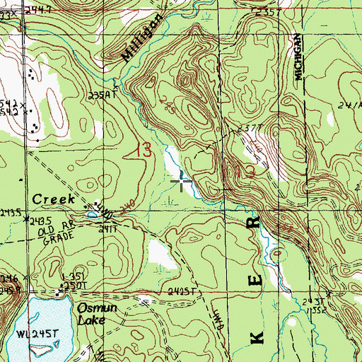 Topographic Map of Weed Creek, MI