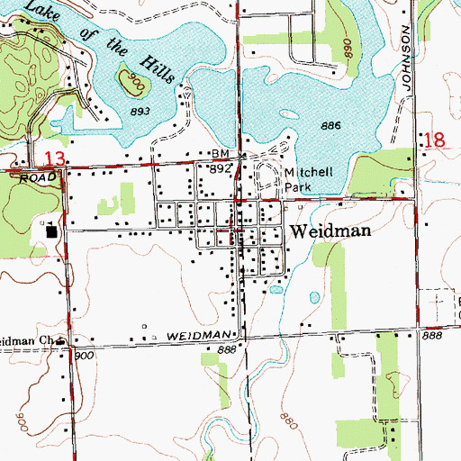 Topographic Map of Weidman, MI