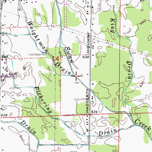 Topographic Map of Weightman Drain, MI
