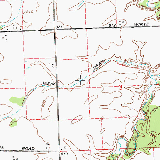 Topographic Map of Weir Drain, MI