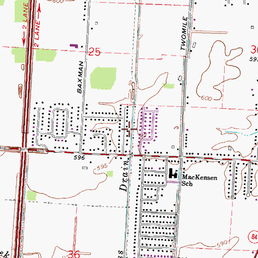 Topographic Map of Weiss Drain, MI