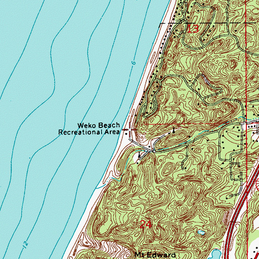 Topographic Map of Weko Beach Recreational Area, MI