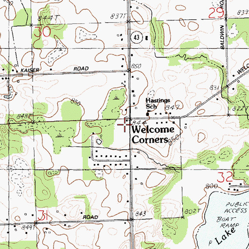 Topographic Map of Welcome Corner, MI