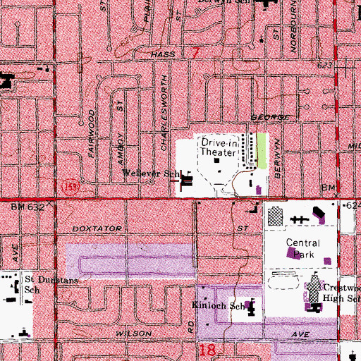 Topographic Map of Wellever School, MI