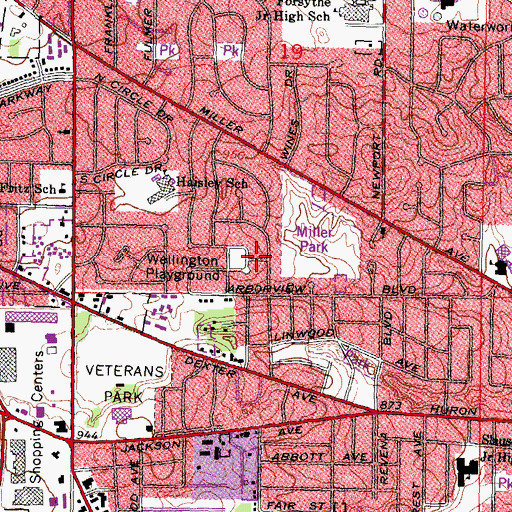 Topographic Map of Wellington Playground, MI