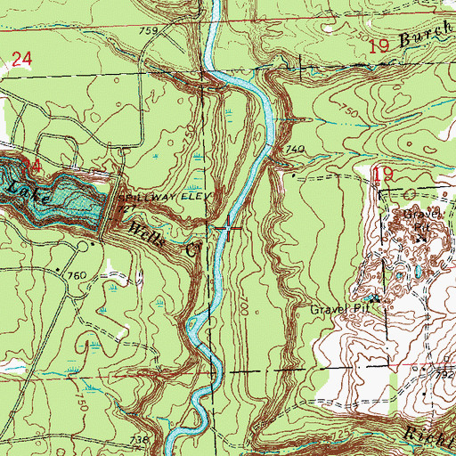 Topographic Map of Wells Creek, MI